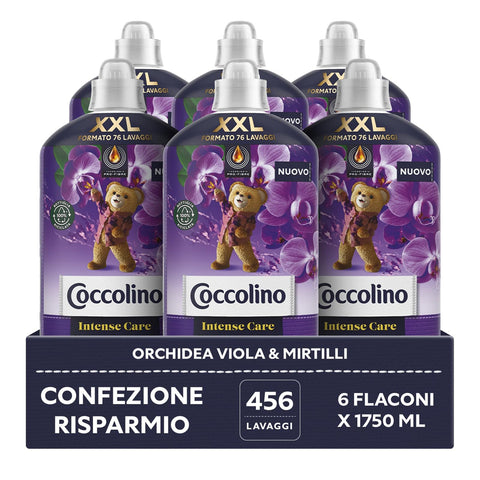 Coccolino Weichspüler Konzentrat Orchidee Lila und Blaubeeren, Weichspüler Intense Care mit Pro Faser 1x1750ml Original italienisch Haushalt