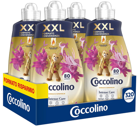 Coccolino Weichspüler - Konzentrat, Sandelholz & Geißblatt, 8 Liter, 320 Waschladungen, 4 x 80 Waschgänge Original italienisch