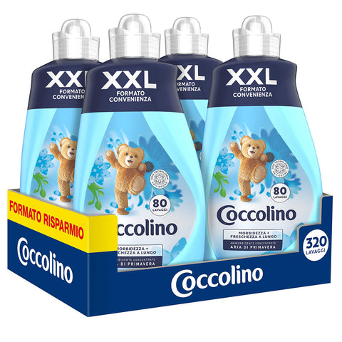 Coccolino Weichspülerkonzentrat, Frühlingsluft, 8 Liter, 320 Waschgänge, 4 x 80 Waschgänge Original italienisch