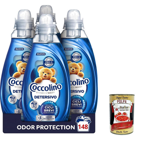 Coccolino Wonder Wash Detersivo Odor Protection 37 Wäschen, flüssiges Waschmaschinen waschmittel, luiquid laundry detergent, 4x 1480 ml italienisch Original
