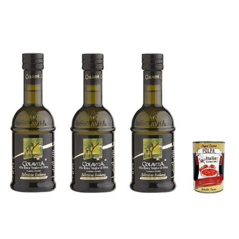 Colavita Koch- & Backzutaten Colavita Olio Extra Vergine Di Oliva Selezione Italiana Natives Olivenöl extra 100% italienisch 3x250 ml italienisch Original + kostenlos polpa 400 g 8001876020033