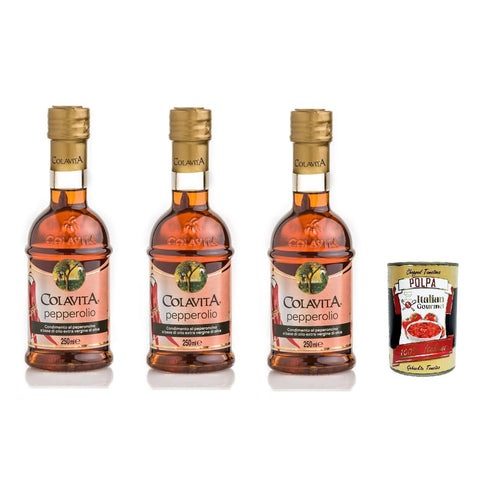 Colavita Pepperolio, Pfeffer Natives Olivenöl extra, Glasflasche, 250 Milliliter 3x Original italienisch Getränk