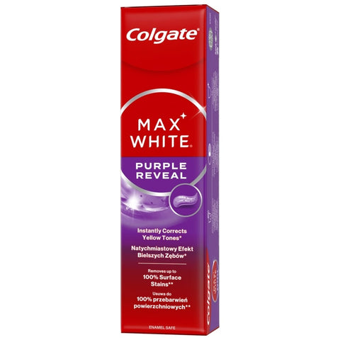 Colgate Zahncremes 12x Colgate Max White Purple Reveal Zahnaufhellende Zahnpasta mit Minzgeschmack, 75 ml