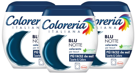 Coloreria Italiana Grey Farbstoff für Stoffe und Kleidung in der Waschmaschine, Farbe Nachtblau 1x350g Original italienisch Textilfarben