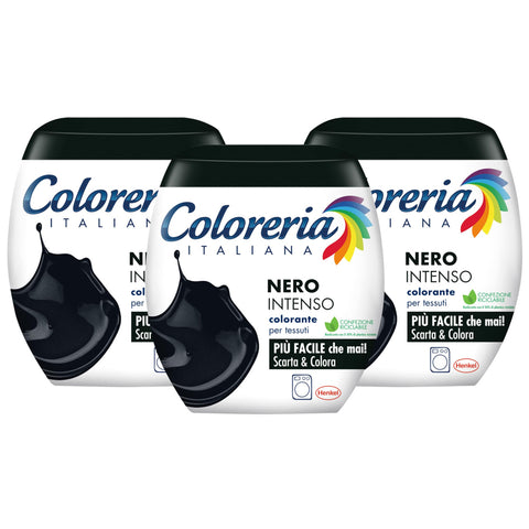 Coloreria Italiana Grey Farbstoff für Stoffe und Kleidung in der Waschmaschine, tiefschwarz, 3 Packungen à 350 g Original italienisch