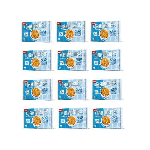 Colussi Kategorien 12x GranTurchese Senza Zuccheri Aggiunti Shortbread-Kekse mit Löchern, italienisches Mehl, 340 g, 6 Frischepackungen
