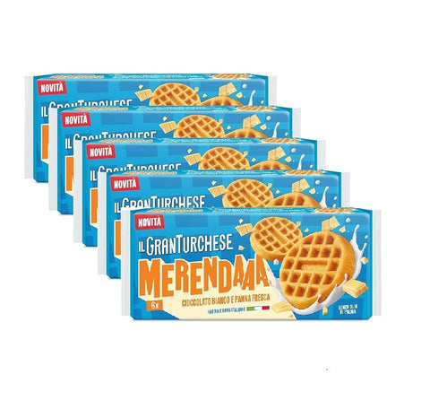 Colussi Kategorien 5x Granturchese La Merenda Cioccolato Bianco e Panna Fresca Weiche weiße Schokolade und frische Sahne, 240 g