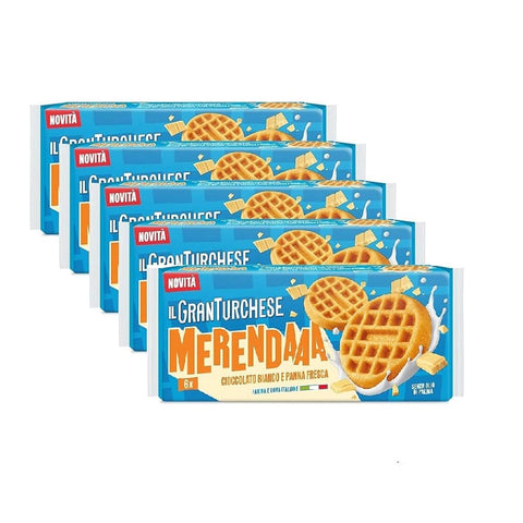 Colussi Kategorien 5x Granturchese La Merenda Cioccolato Bianco e Panna Fresca Weiche weiße Schokolade und frische Sahne, 240 g