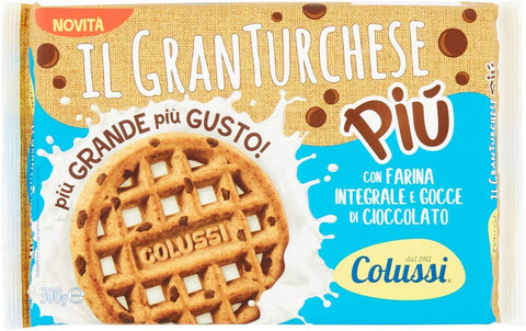 Colussi Granturchese Più Biscotti Con Farina Integrale e Gocce di Cioccolato mit Vollkornmehl und Schokoladenstückchen Kekse Kleingebäck 300 g 3x italienisch