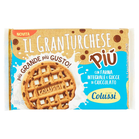 Colussi Granturchese Più Biscotti Con Farina Integrale e Gocce di Cioccolato mit Vollkornmehl und Schokoladenstückchen Kekse 300g italienisch Original