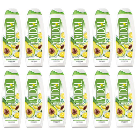 Vidal 12er Pack Körperwaschmittel Bagnodoccia Duschgel, Duschschaum mit Avocado und Bergamotte 1x500ml Original italienisch Pflege