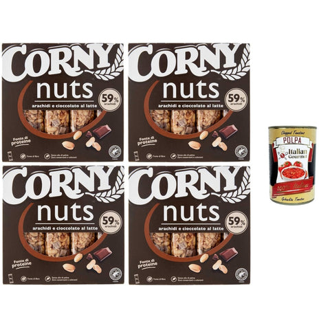 Corny Nuts Müsliriegel Corny Nuts Riegel mit Getreide, Erdnüssen und Milchschokolade, ohne Palmöl, Ballaststoffquelle 4x96 gr italienisch Original 8032804040014