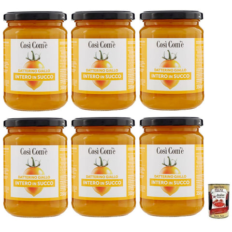 Cosi com'è Così Com'è Datterino Giallo Intero in Succo Ganze Gelbe Datterino-Tomate im Saft Italienische Tomaten Glas 350 g 6x italienisch Original Pastasauce +