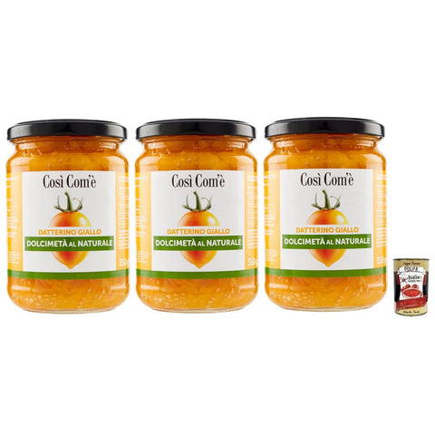 Cosi Com'è Gemüse Cosi Com'è Datterino Giallo Dolcimetà,Gelbe Datterino Tomate Halbiert,Italienische Tomaten,350 g Glas italienisch Original 8017995200089