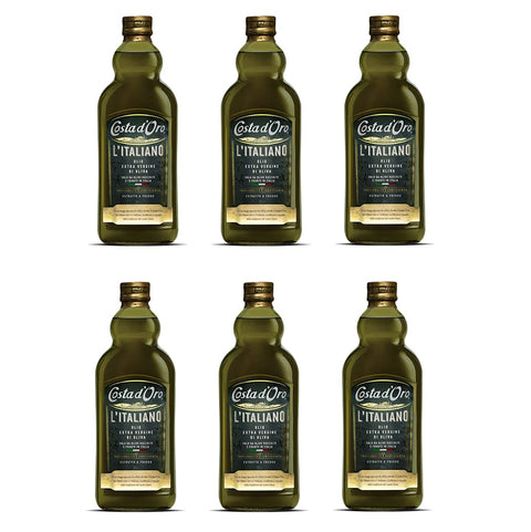 Costa D'oro 100% Italiano Fruttato Olio Extra Vergine di Oliva Natives Olivenöl Extra 1Lt Speiseöl nur mit italienischen Olive 6x Original italienisch