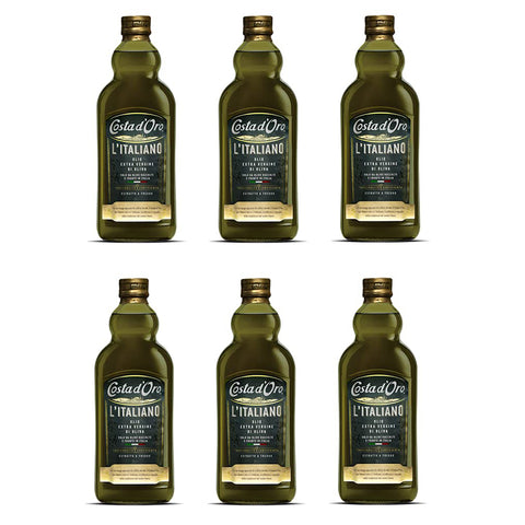 Costa D'oro 100% Italiano Fruttato Olio Extra Vergine di Oliva Natives Olivenöl Extra 1Lt Speiseöl nur mit italienischen Olive 6x Original italienisch