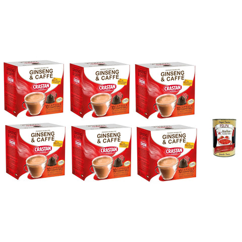 Crastan 60 Kapseln, Ginseng und Kaffee Kapseln, glutenfrei, 100% Made in Italy Kapseln & Pads italienisch Original
