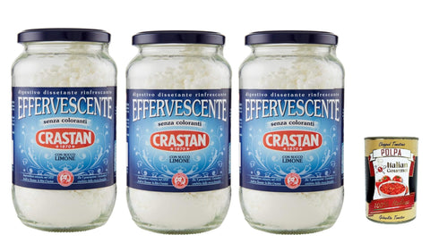 Crastan effervescente con succo Limone Erfrischendes Verdauungs-Auflösen mit Zitronengeschmack 3x250 g italienisch Original Pastasauce + gratis polpa 400 g