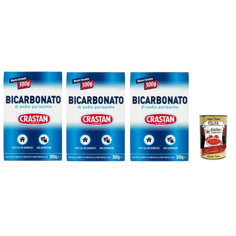 Crastan Natron Crastan Bicarbonato di sodio purissimo reines Natriumbicarbonat für den Heimgebrauch und für Lebensmittel 3x 300g Original italienisch inkl. Italian Gourmet Polpa 400g 8007100094412