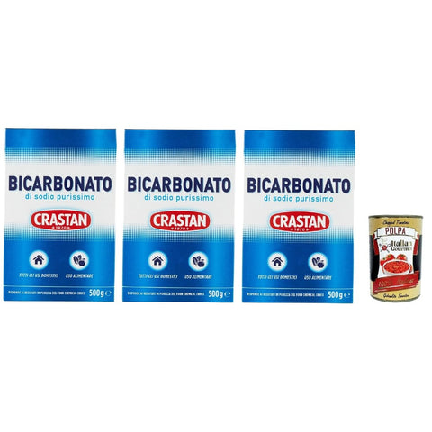 Crastan Natron Crastan Bicarbonato di sodio purissimo reines Natriumbicarbonat für den Heimgebrauch und für Lebensmittel 3x 500 g italienisch Original 8007100094498