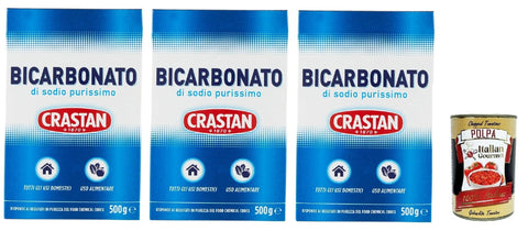 Crastan Bicarbonato di sodio purissimo reines Natriumbicarbonat für den Heimgebrauch und für Lebensmittel 3x 500 g italienisch Original