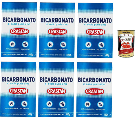 Crastan Bicarbonato di sodio purissimo reines Natriumbicarbonat für den Heimgebrauch und für Lebensmittel 6x 500 g italienisch Original