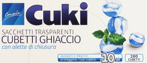 Cuki Einwegtüten Cuki – Taschen transparent, für Eiswürfel mit Klappen-Verschluss – 8 Packungen 10 Stück [80 Stück] 8003980050517