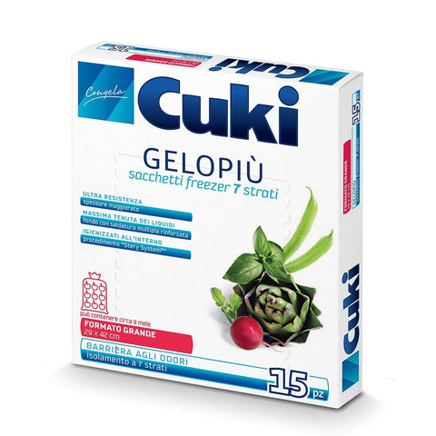 Cuki Haushaltsrollen, Folien & Papier Cuki GeloPiù Gefrierbeutel, 7 Lagen, groß, 29 x 42 cm, 6 l, 15 Stück 8003980030304