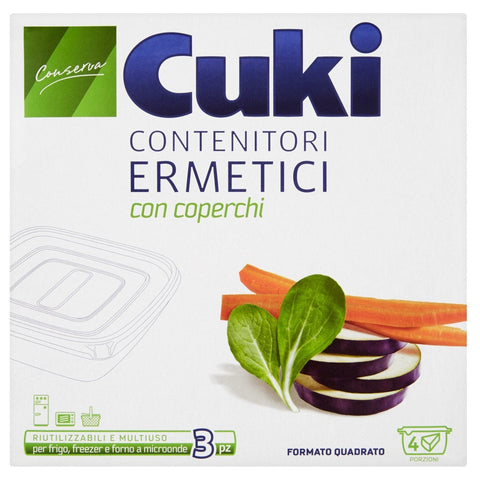 Cuki Vorratsdosen Cuki Frischhaltedose Mikrowelle quadratisch 3PZ – [3 Stück] 8003980320030