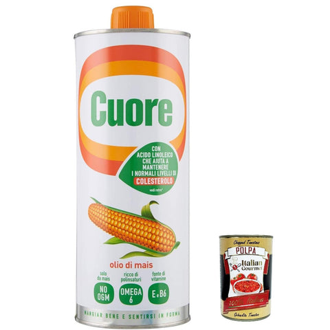 Cuore Olio cuore olio mais aus Maissamenöl Maiskaimöl Maisöl Corn Oil 1 Lt 6x italienisch Original + kostenlos polpa 400 g