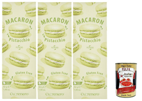 Cuorenero Snack Kuchen & Backwaren Cuorenero Macaron Pistacchio, gluten frei, gluten free, Kosher, Macaron Pistaziencreme 3x 42g + Italian Gourmet polpa 400g 8019980029231