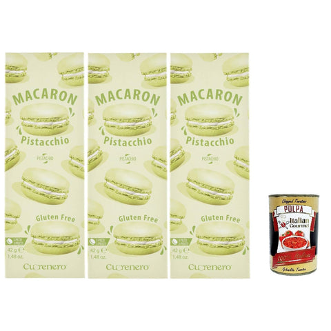 Cuorenero Macaron Pistacchio gluten frei gluten free Kosher Macaron Pistaziencreme 3x42 g italienisch Original Pastasauce + kostenlos polpa 400 g