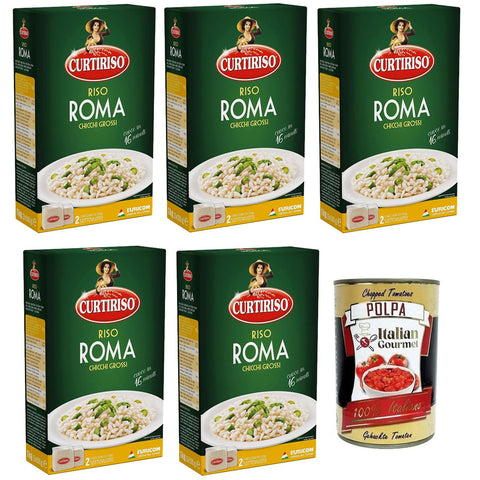 Curtiriso Riso Roma 100% Reis Ideal für weiche Risottos Reis mit Sauce und Timbales Kochzeit 16 Minuten 5x 1Kg italienisch Original