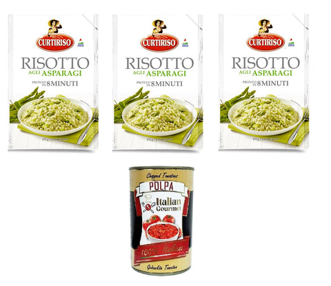 Curtiriso Reisgerichte Curtiriso Risotto agli Asparagi Spargelrisotto ist in 8 Minuten fertig 3x 175gr + Italian gourmet polpa 400g 8017759646795