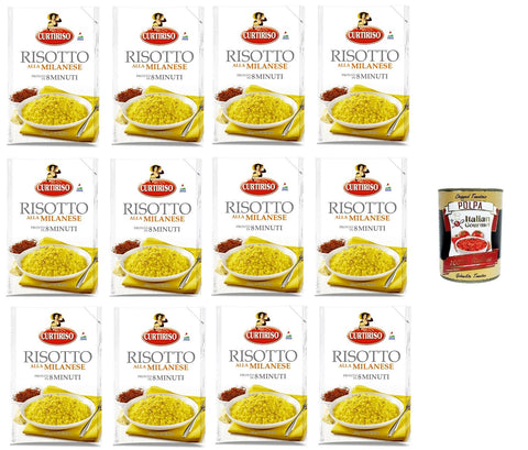 Curtiriso Reisgerichte Curtiriso Risotto alla Milanese pronto in 8 minuti Risotto alla Milanese ist in 8 Minuten fertig 12x175gr + Italian gourmet polpa 400g 8017759646801