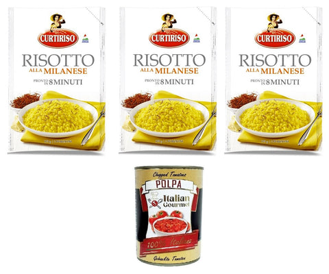 Curtiriso Reisgerichte Curtiriso Risotto alla Milanese pronto in 8 minuti Risotto alla Milanese ist in 8 Minuten fertig 3x175gr + Italian gourmet polpa 400g 8017759646801