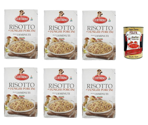 Curtiriso Snack Kuchen & Backwaren Curtiriso Risotto funghi porcini, Risotto mit Porcini -Pilze, fertiggerichte mit natürlichen Zutaten, 100% italienischer Reis, 6x 175g + Italian gourmet polpa 400g 8017759646788