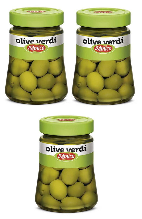 D'amico Olive Verdi in Salamoia Grüne Oliven in Salzlake 300 g 3x italienisch Original Gemüsegericht