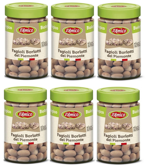 D'amico Gemüsegerichte 6x D'Amico Fagioli Borlotti del Piemonte Bio Bio-Borlotti-Bohnen aus dem Piemont Gekochte Bohnen erkunft Italien 310g 8005695013160