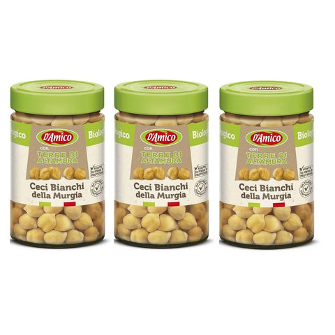 D'AMICO Gemüsegerichte D'AMICO con Terra di Altamura Ceci Bianchi della Murgia Weiße Kichererbsen aus der Murgia mit Erde von Altamura Gekochte Bio-Kichererbsen 310g Italienischer Herkunft 3x Original italienisch 8005695013177