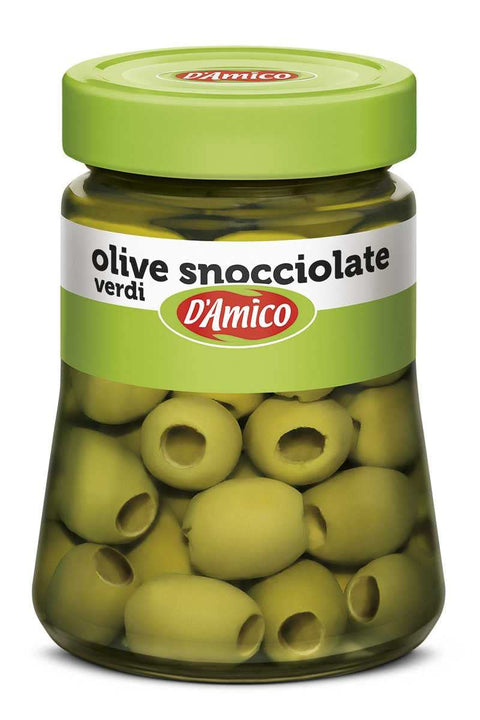 D'amico Olive Verdi Snocciolate in Salamoia Entkernte Grüne Oliven in Salzlake 290g italienisch Original