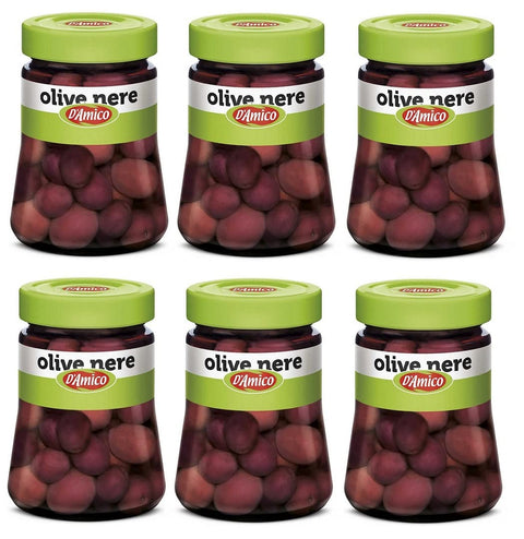 D'amico Olive Nere in Salamoia Schwarze Oliven in Salzlake 6x 300g italienisch Original
