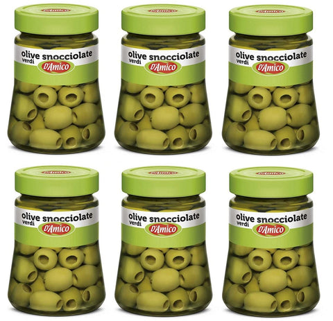 D'amico Olive Verdi Snocciolate in Salamoia Entkernte Grüne Oliven in Salzlake 6x 290g italienisch Original