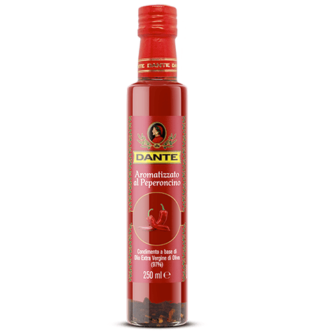 Dante Koch- & Backzutaten Dante condimento a base di olio aromatizzato al peperoncino Chili-Aroma-Dressing auf Ölbasis 6x 250ml