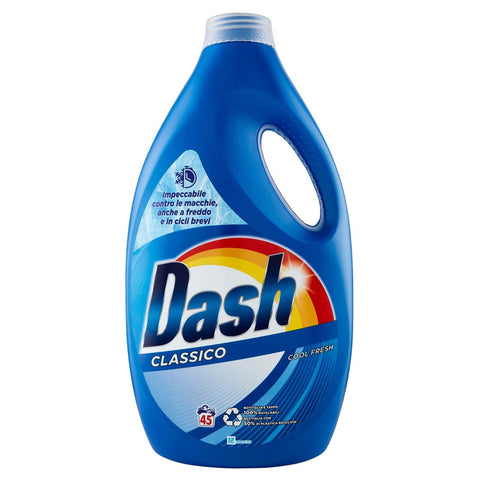 Dash Flüssigwaschmittel für die Waschmaschine, 45 Waschgänge, klassisch, entfernt Flecken, Glanz für die Haut, wirksam bei kalten und kurzen Zyklen Original italienisch