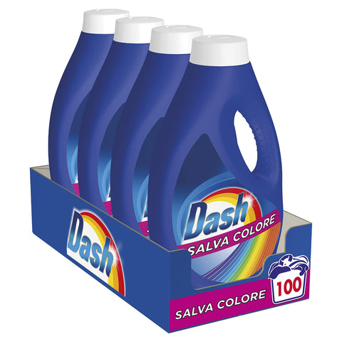 Dash Flüssigwaschmittel für Farbschutz, brillante Farben nach dem Waschen, 4x 25 dosen Original italienisch