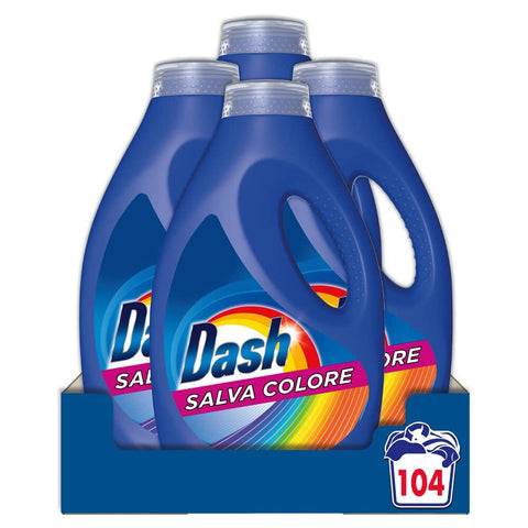 Dash Salva Colore Farbspeicher, Flüssigwaschmittel, 5,2 l, für 104 Waschgänge, beständig gegen Flecken bei jeder Wäsche italienisch Original