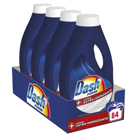 Dash Wäschepflege Dash Waschmittel für Flüssigwaschmaschine, 84 Waschgänge (4 x 21), extra desinfizierend, gründliche Reinigung gegen Schmutz und Bakterien Original italienisch 8006540483688