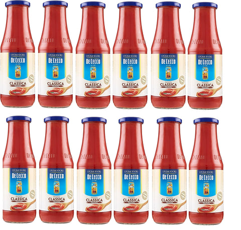 De Cecco Gemüse 12x De Cecco Passata di Pomodoro Tomatenpaste Tomaten sauce 100% Italienisch 700g 8001250009852
