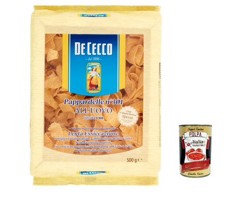 De Cecco Internationale Nudeln 10x De Cecco Pappardelle N° 301 all'Uovo Pasta mit ei - 500g + Italian Gourmet polpa 500g 8001250253019